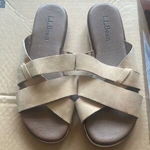 L.L. Bean lakewashed slides Women's Tan Sandals